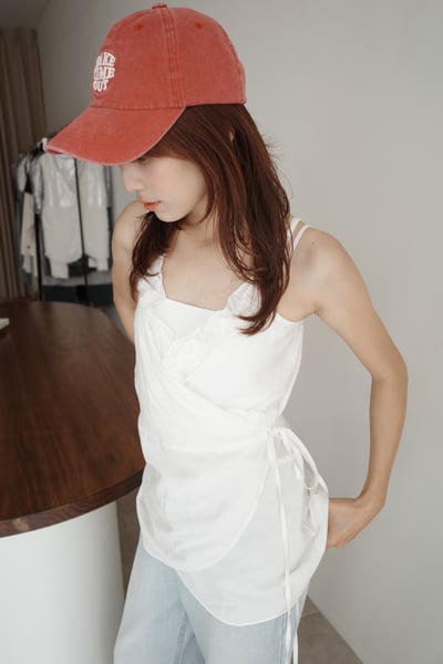 仙女荷葉邊交叉繞腰綁帶上衣10