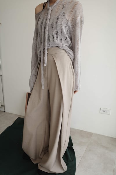 高級設計壓摺西裝落地褲1