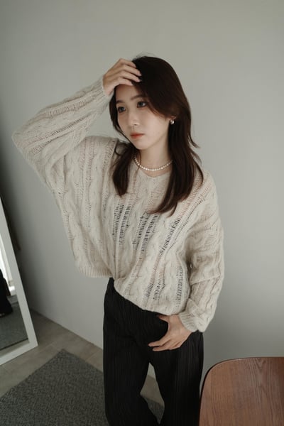 微透質感滾細麻花短板毛衣3