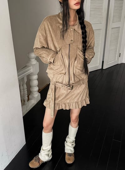 (推薦）大勢麂皮設計雙口袋外套11