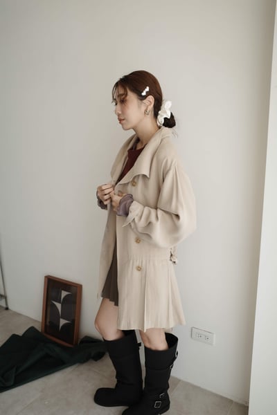 *大牌質感* 設計綁帶長版風衣洋裝8