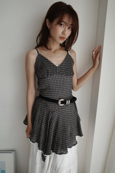 不規則細格紋層次短洋6