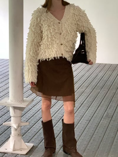 直紋挺料網紗毛呢短裙1