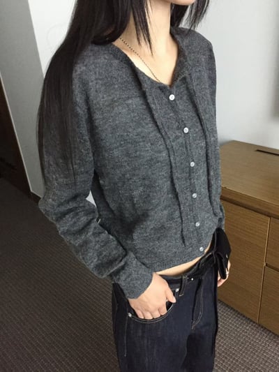 垂帶舒服排扣薄毛衣7