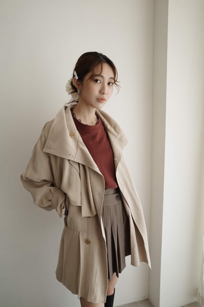 *大牌質感* 設計綁帶長版風衣洋裝3