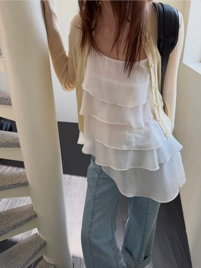 光澤蛋糕裙擺細肩背心2