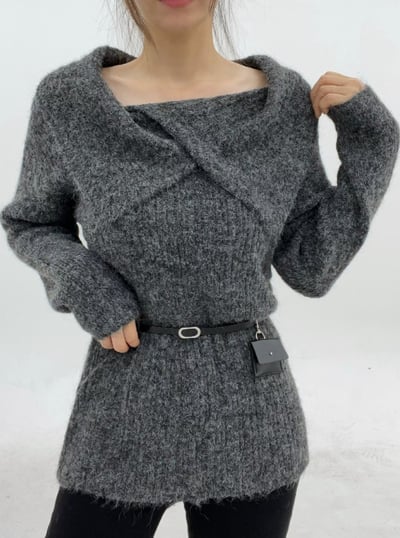 前後兩穿大Ｖ翻領平口毛衣4