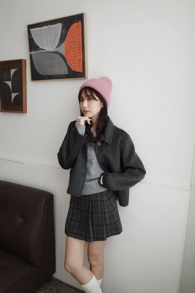 質感韓國短版手工羊毛外5