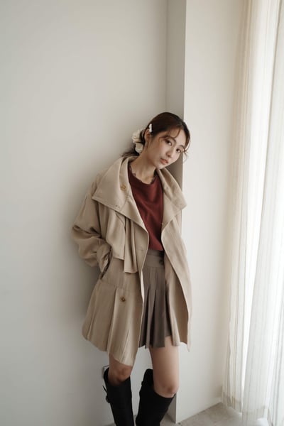 *大牌質感* 設計綁帶長版風衣洋裝2