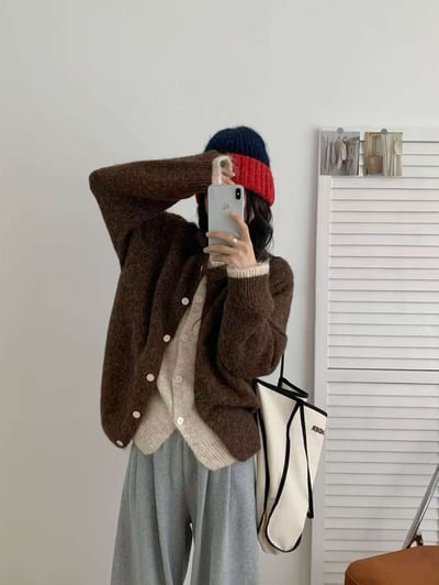 (Best!) 撞色假兩件拼接毛衣小外6