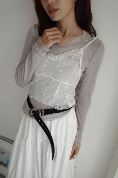 透透蕾絲小花細肩背心1
