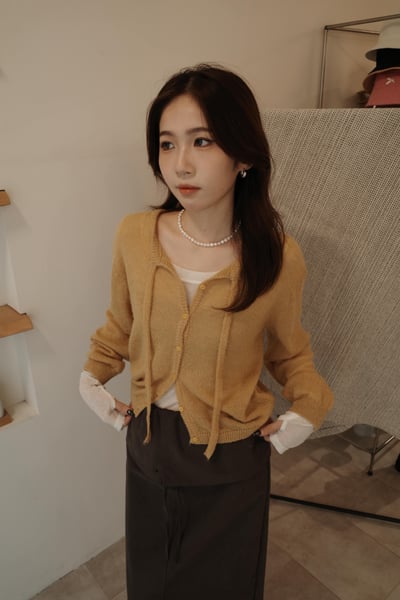 垂帶舒服排扣薄毛衣5