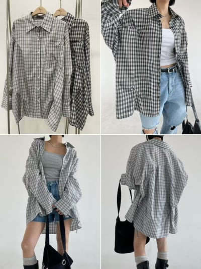 立體抓褶設計格紋襯9