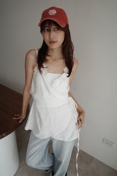 仙女荷葉邊交叉繞腰綁帶上衣6