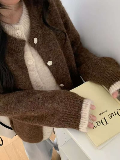 (Best!) 撞色假兩件拼接毛衣小外7