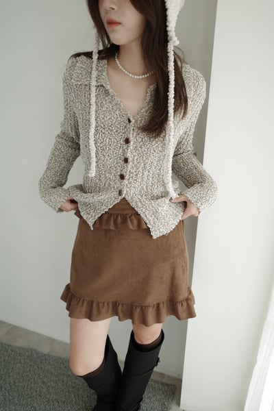 下擺設計麂皮半裙1