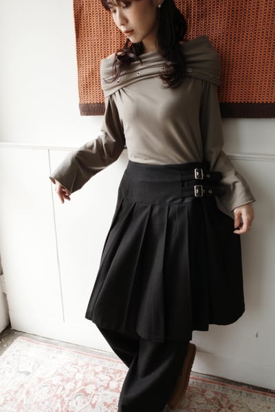 (special) 挺料毛呢百摺釦環褲裙2