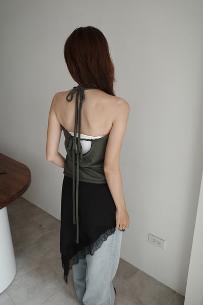 繞脖扣環下垂帶背心5