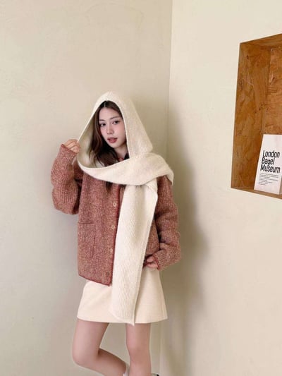 多用途！連帽針織圍巾9