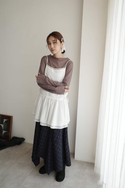 細肩帶裙擺抽繩背心洋2