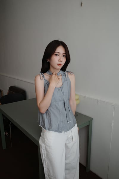 微光澤附綁帶傘狀背心2