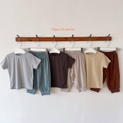 條紋上衣+縮口長褲套裝(3color)17