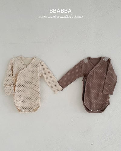 點點側開扣新生兒服set(2color)6