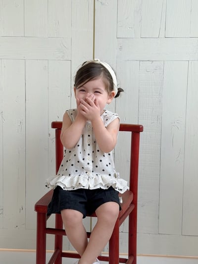 赫本點點排扣背心套裝1