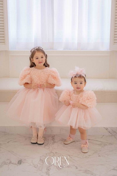 優雅公主繁盛玫瑰後綁帶包屁紗裙/洋裝(粉)19