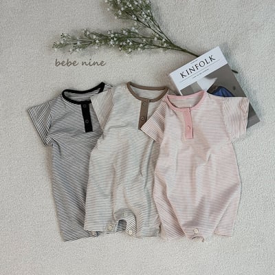 條紋連身衣爬服*現貨奶茶12m10