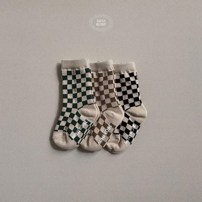 棋盤格紋寶寶襪(3入/組)10