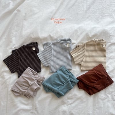 條紋上衣+縮口長褲套裝(3color)12