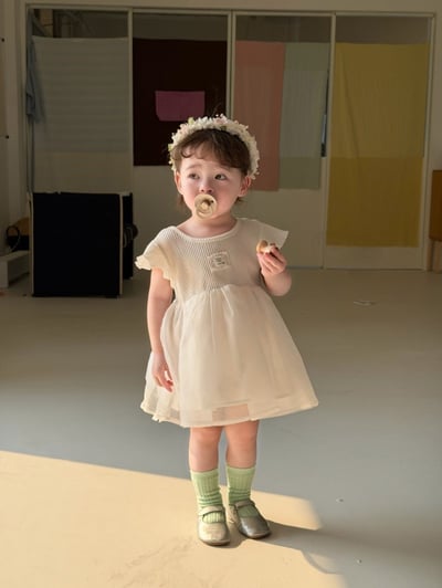 捲邊拼接紗裙公主洋裝6