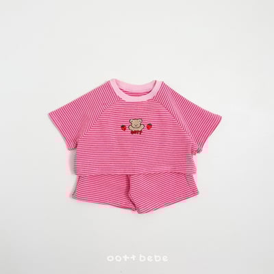 熊熊草莓條紋套裝11