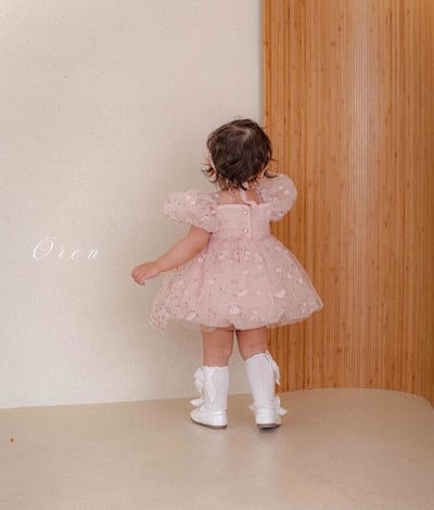 如詩如畫！刺繡玫瑰公主包屁紗裙/洋裝(2color)8