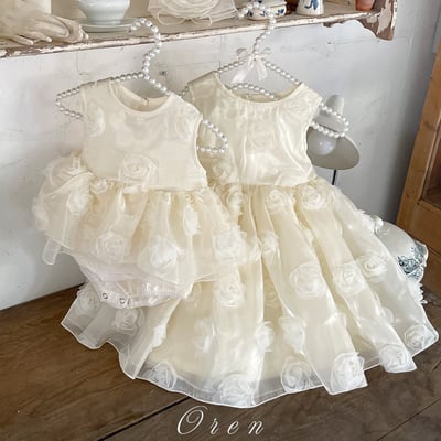 滿版立體玫瑰包屁紗裙/洋裝25