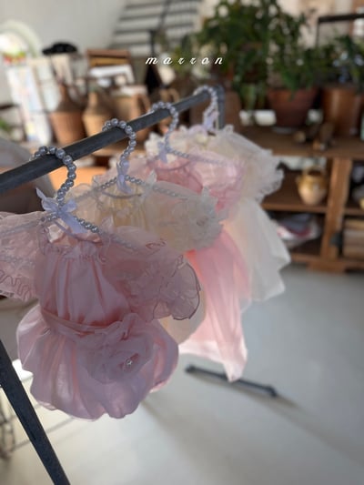 玫瑰綁帶緞紗包屁衣/洋裝1