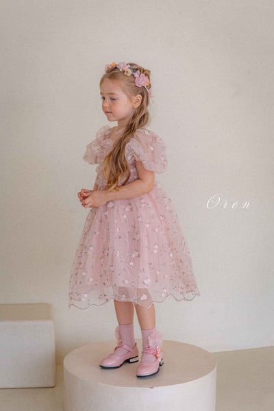 如詩如畫！刺繡玫瑰公主包屁紗裙/洋裝(2color)15