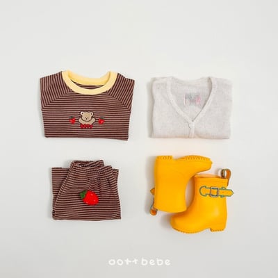 熊熊草莓條紋套裝14