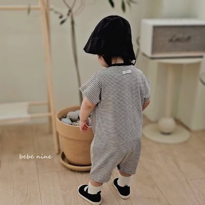 條紋連身衣爬服*現貨奶茶12m5
