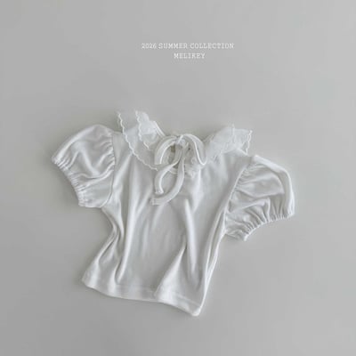 愛心刺繡蕾絲領澎袖上衣(2color)20