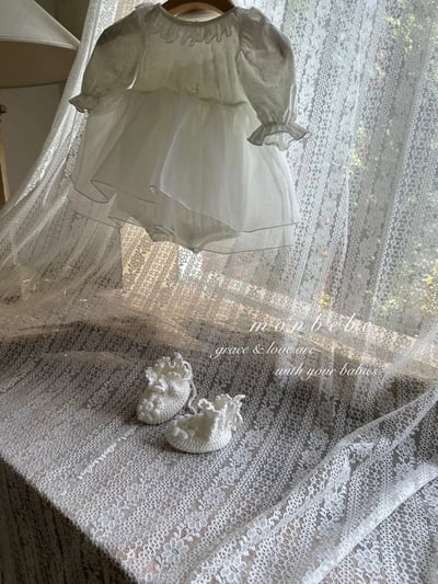 珍珠釦質感絨面拼接包屁紗裙8