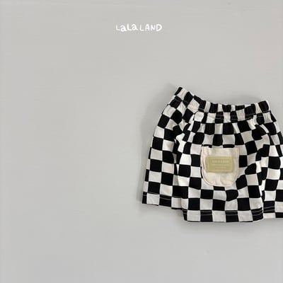 棋盤格紋布標口袋鬆緊褲(3color/baby)22