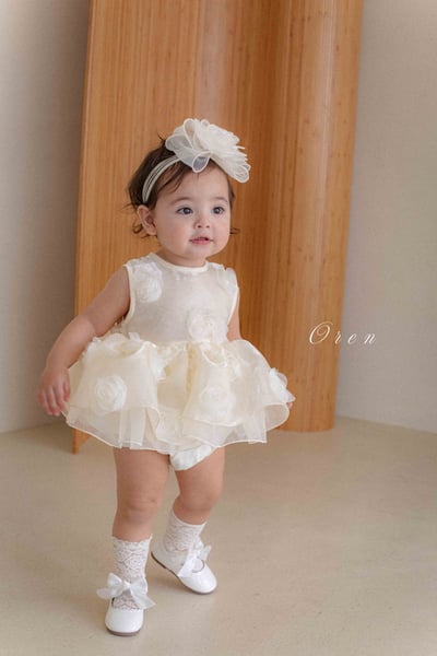 滿版立體玫瑰包屁紗裙/洋裝2