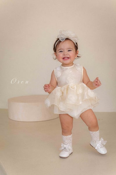 滿版立體玫瑰包屁紗裙/洋裝5