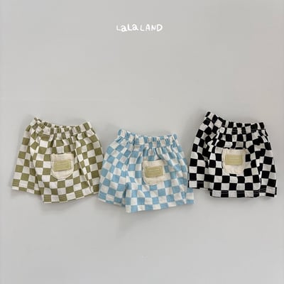 棋盤格紋布標口袋鬆緊褲(3color/baby)21