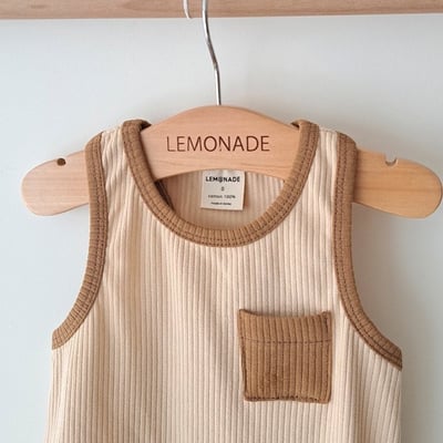 滾邊背心包屁衣＋精靈帽*現貨棕12m7