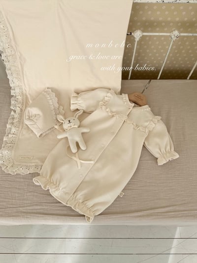 小公主蕾絲滾邊新生兒服/蕾絲滾邊帽3