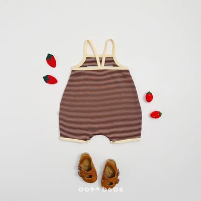 熊熊草莓背心條紋連身衣7