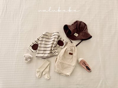 口袋鬆緊繭型褲*現貨奶油18m4